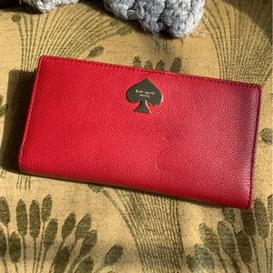 Kate Spade Red Fold Wallet with Bow Zipper